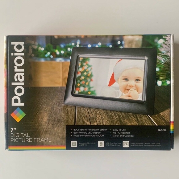 Polaroid Accents Polaroid 7 Black Plastic Led Digital Picture